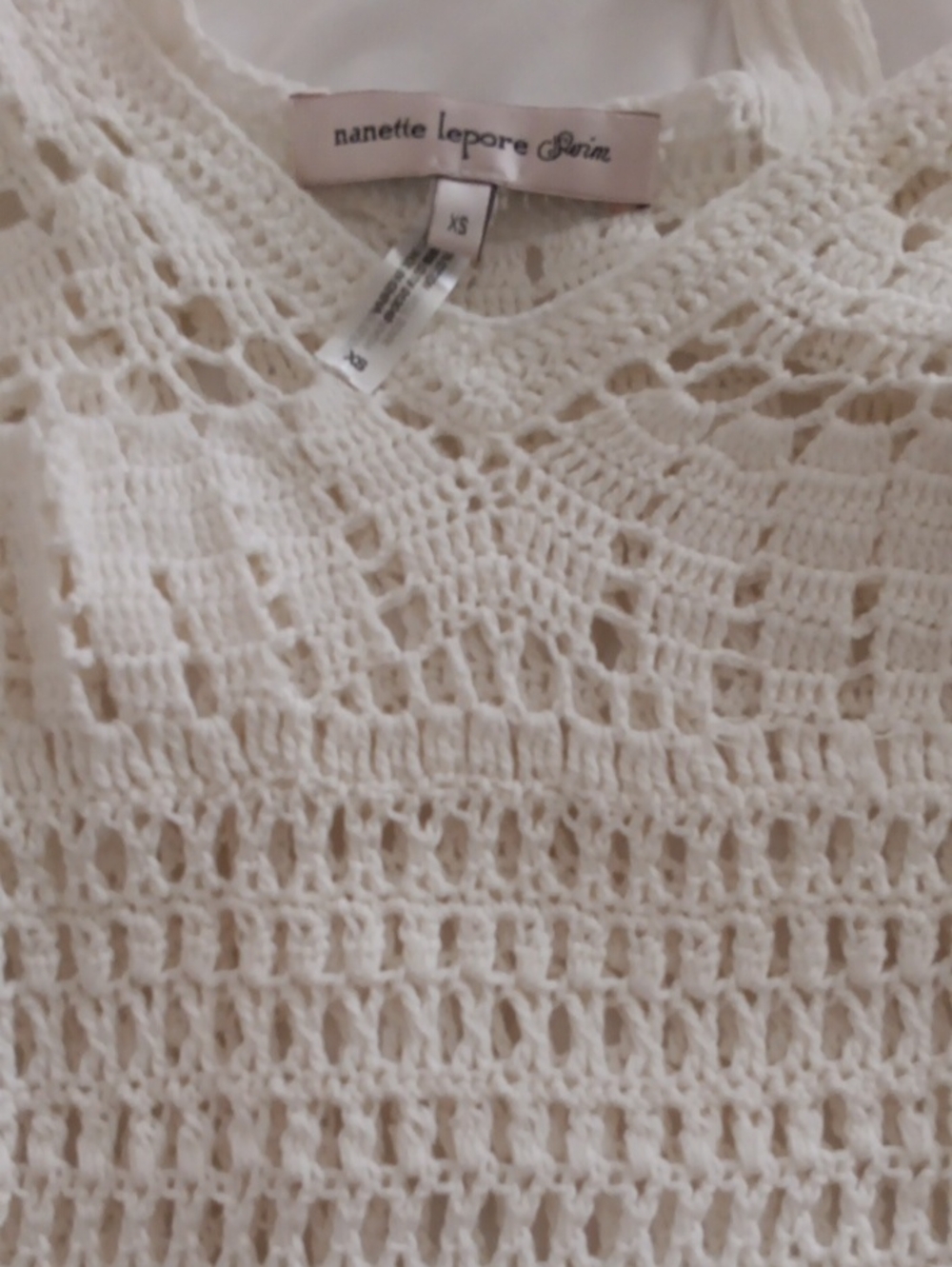 Nanette Lepore Off-White Crochet Scoop Neck Swim Cover Ip